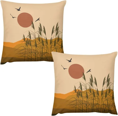 Vista 14 de Juego de 2 fundas de almohada florales retro de los años 70, Groovy Funky Hippie Flor Naranja Estética Boho Fundas de Almohada de 16 x 16 pulgadas