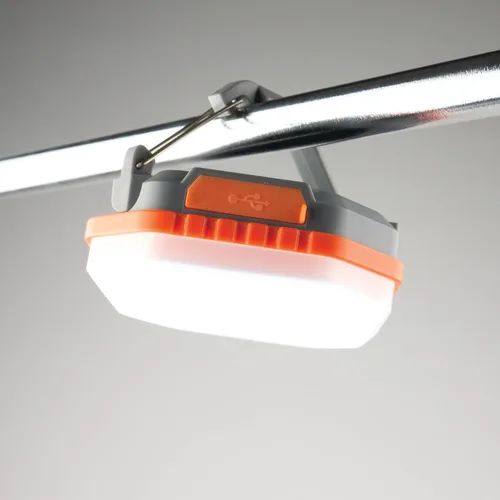Vista 6 de Wagan EL4308 Linterna de camping LED con energía solar recargable por USB, linterna LED para tienda de campaña, luz de campamento con clip colgante