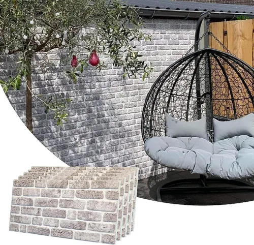 Vista 57 de Dundee Deco Paneles de pared 3D de ladrillo sintético, revestimiento, paneles de pared con aspecto de piedra gris, revestimiento de espuma
