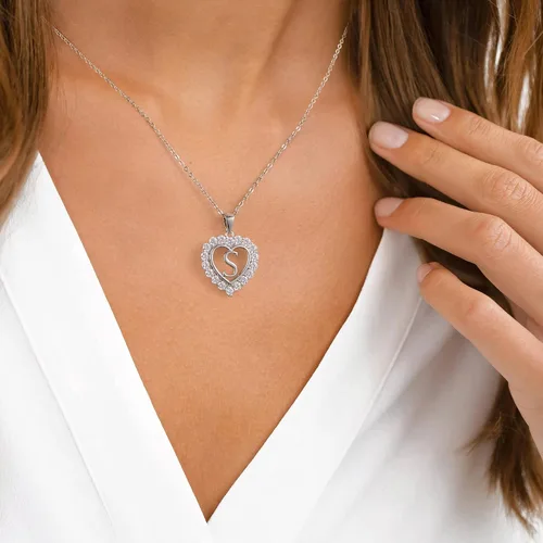 Vista 5 de Infinity Heart Necklaces for Women, S925 Sterling Silver Initial Necklace Womens Jewelry Mothers Day Gifts Girls Valentines Gifts for Her Christmas