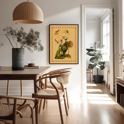 Vista 5 de Poster Master Póster vintage, estampado retro de león verde devorando el sol, arte hermético, arte de mitología, regalo para hombres y mujeres