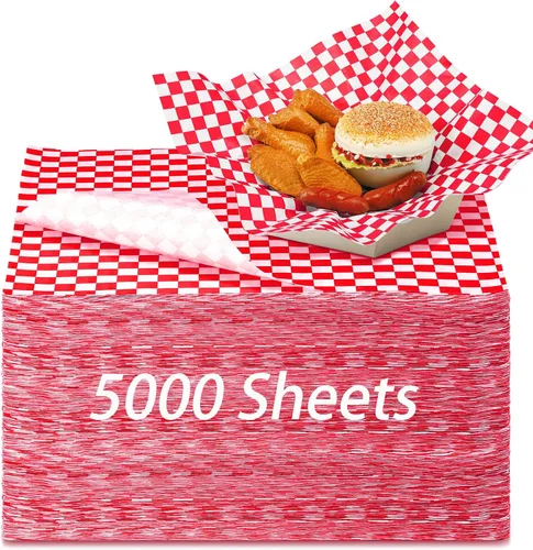 Vista 8 de Sieral - 5000 hojas de papel a cuadros de 12 x 12 pulgadas, forros para cestas de alimentos y papeles de cera para envolver sándwiches, resistentes