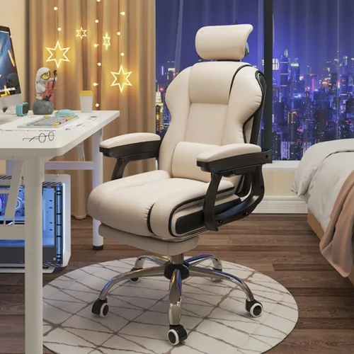 Vista 7 de Silla ergonómica de oficina cómoda silla reclinable con respaldo alto para computadora con reposacabezas y almohada lumbar 40.2-43.3 in ajustable