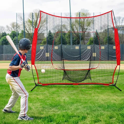 Vista 2 de F2C 7'x7' Baseball and Softball Practice Net Portable Hitting Pitching Net with Strike Zone Target, Carry Bag, for All Skill Levels