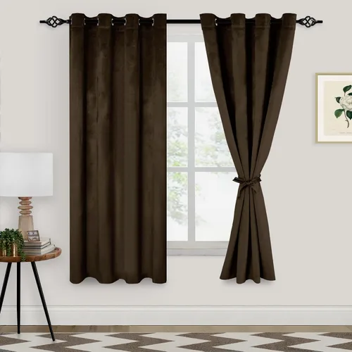 Vista 43 de XWZO Cortinas de terciopelo azul de 63 pulgadas de largo, elegantes cortinas de lujo suaves para sala de estar, aislamiento térmico, oscurecimiento