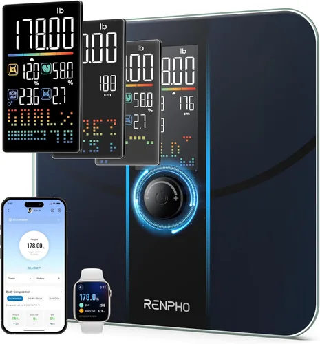 Vista 2 de RENPHO Báscula inteligente para peso corporal, báscula de grasa corporal para IMC, grasa corporal, masa muscular, báscula digital de alimentos