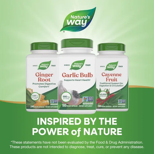 Vista 7 de Nature's Way Bombilla de ajo, apoya la salud del corazón*, proyecto verificado sin OMG, 580 mg por porción, vegano, 100 cápsulas