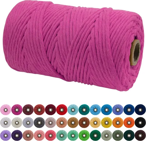 Vista 133 de JeogYong Cordón de macramé de un solo hilo 3 mm x 109 yardas (328 pies) Cuerda de algodón suave Hilo de macramé de 3 mm, suministros de macramé