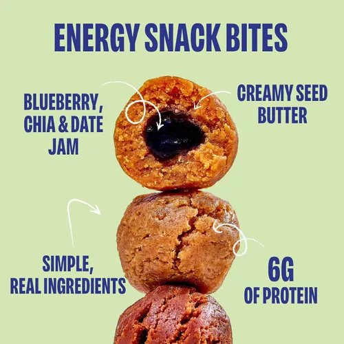Vista 2 de Smash Foods Bocaditos de arándanos y mantequilla de anacardo sin gluten, bolas de proteína vegana, hechas con superalimentos de mermelada y semillas
