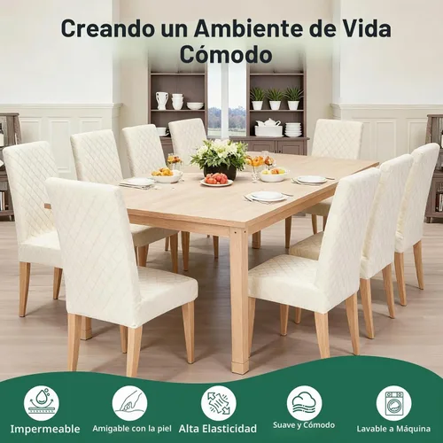 Vista 2 de Dioxide Juego de 4 fundas impermeables para sillas de comedor, fundas elásticas para sillas de comedor, fundas para sillas Parson, extraíbles