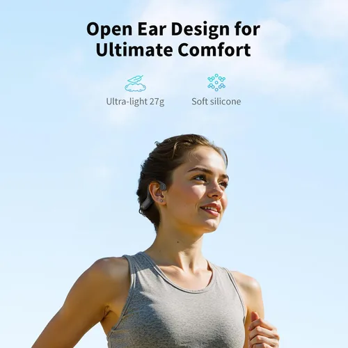 Vista 9 de Haowolf Auriculares de conducción ósea, auriculares Bluetooth 5.4 de oreja abierta 2026 con micrófono, IPX8 impermeables con 10 horas