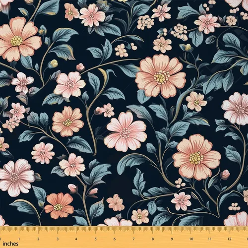 Vista 15 de Feelyou Tela de Flores Groovy por Yarda 1 Yarda Niños Tela de Tapicería Floral Retro para Sillas para Niños Niñas Adolescentes Flores Hippie