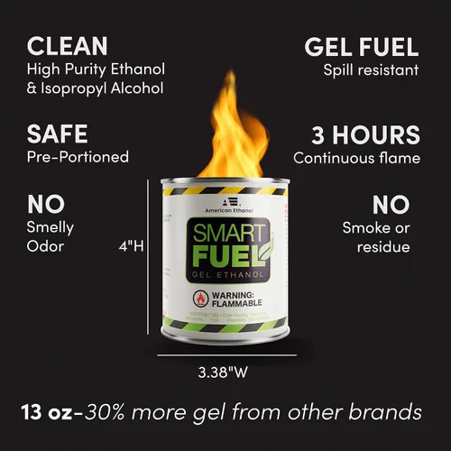 Vista 6 de Smart Fuel - Latas de combustible de gel de bioetanol – Combustible de chimenea de bioetanol de combustión limpia para fogatas