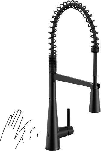 Vista 16 de Moen Grifo de Cocina Desplegable Elegante Negro de Acero Inoxidable de Una Sola Manija Sin Contacto de Arco Alto, Grifo Moderno de Fregadero