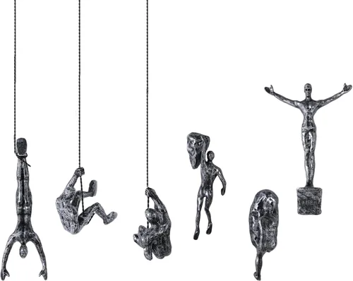Vista 12 de Gran conjunto de 3 esculturas de pared de hombres escalando Arte decorativo de pared nórdica de simplicidad moderna, esculturas de hombre escalador