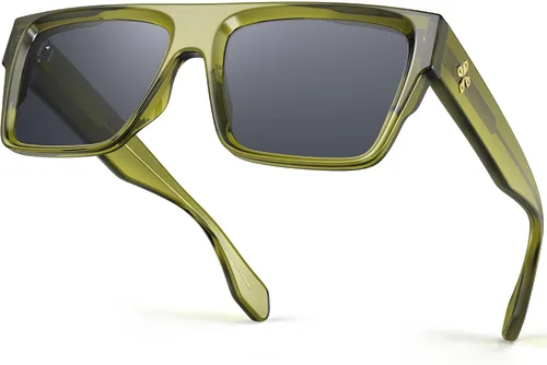 Vista 13 de VISOONE Oversized Square Flat Top Sunglasses Women Men Negro/Gris Profundo