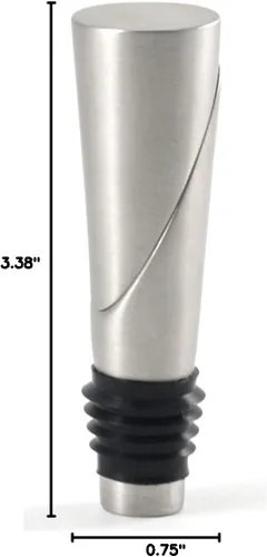 Vista 3 de Vertedor y tapón de botella de vino de acero inoxidable cepillado