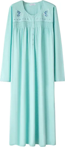 Vista 9 de Keyocean - Camisón para mujer, 100% algodón, suave, cálido, cómodo, ropa de dormir y descanso para otoño e invierno