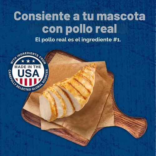Vista 3 de Blue Buffalo True Chews - Golosinas para perros, hechas en EE. UU. con ingredientes naturales, receta de tocino de pollo, bolsa de 12 onzas