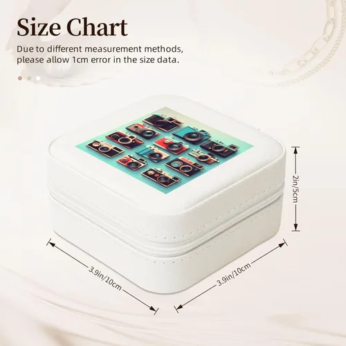 Vista 2 de Retro Cool Camera Collection Print Portable Square Jewelry Box Storage Case For Rings Earrings Bracelets Travel Gift