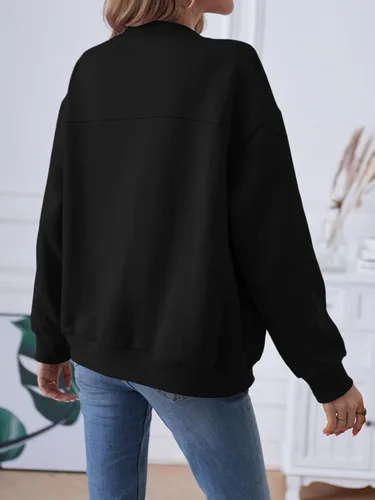 Vista 3 de MEROKEETY Sudaderas con cremallera de manga larga para mujer, chaquetas casuales holgadas de abrigo con bolsillos Negro