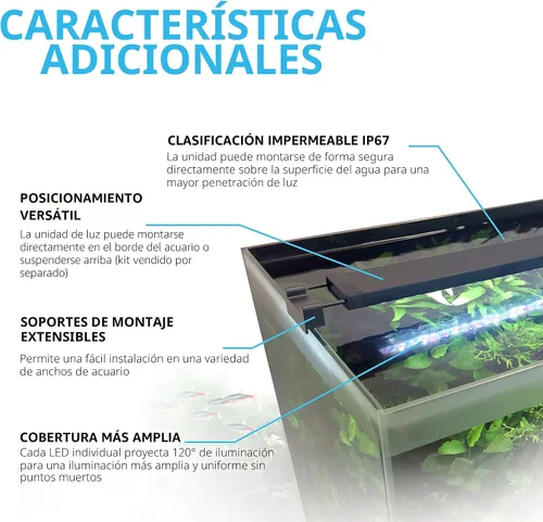 Vista 6 de Fluval Plant 3.0 LED para acuario con plantas, iluminación de 22 vatios, 38-61 centímetros