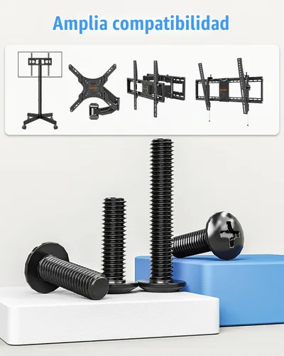 Vista 3 de Kit de herramientas universal ELIVED para montaje de TV con caja, incluye tornillos M4, M5, M6, M8, arandelas, espaciadores, tornillos de repuesto