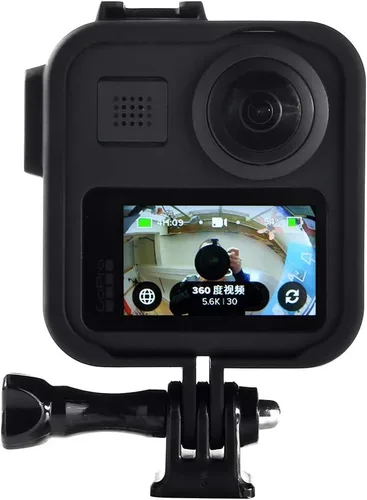 Vista 6 de Marco de carcasa para GoPro Max Negro Carcasa protectora Accesorios de montaje de jaula con enchufe móvil de extracción rápida y tornillo (negro)
