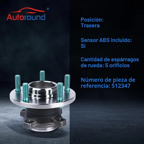 Vista 4 de Autoround 512347 Conjunto de cubo de rueda trasera para Mazda 3 2004-2013 Compatible con Mazda 3 Sport 2009-2013, Mazda 5 2006-2017, solo ABS de 4