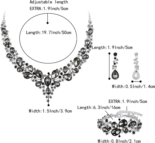 Vista 4 de BriLove - Juego de joyas de boda para mujer con cristales austriacos