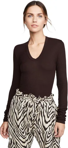 Vista 9 de Enza Costa Top de manga larga con cuello en U para mujer Negro