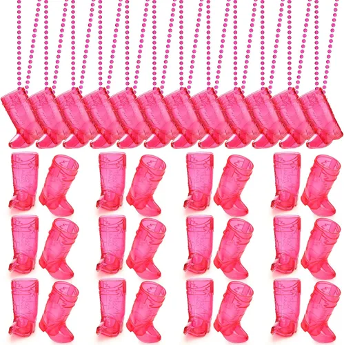 Vista 12 de Sieral 12 Piezas de Vasos de Chupito de Bota en Collar con Cuentas, Collar de Vaso de Chupito de Vaquera de Plástico, Collar de Vaso de Chupito