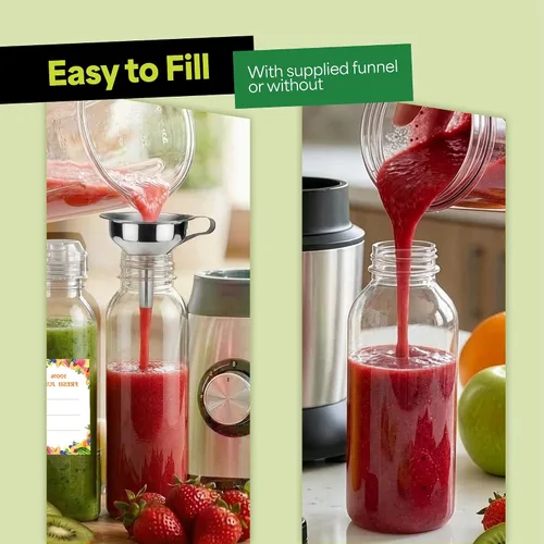 Vista 6 de EconoHome Paquete de 100 botellas redondas de jugo de 16 onzas, sin BPA