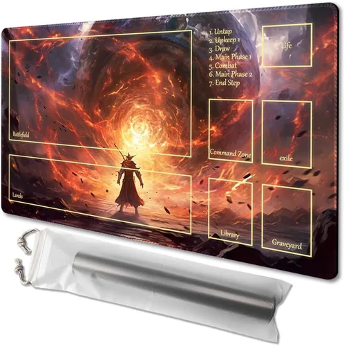 Vista 28 de MTG - Tapete de juego tamaño 24 x 14 pulgadas, bolsas de almacenamiento antideslizantes, ideal para entusiastas de los juegos de cartas, tapete
