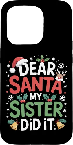 Vista 14 de Dear Santa My Sister Did It Christmas Sibling Humor Parents Case for iPhone 16