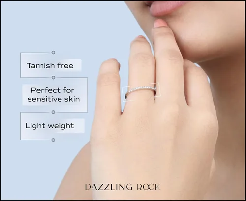 Vista 2 de Dazzlingrock White Diamond Dainty Minimalist Thin Stackable Ring for Her