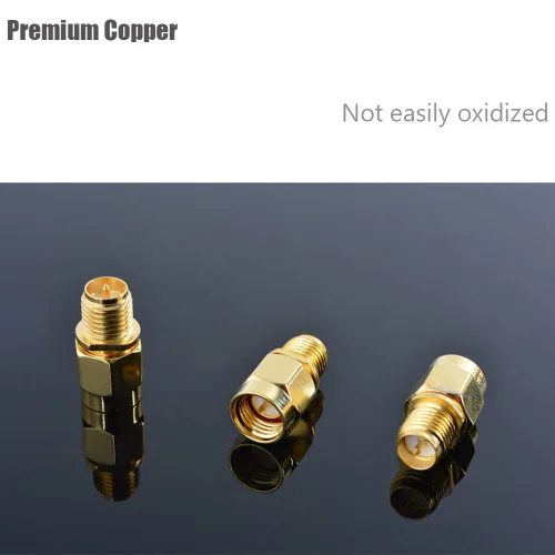 Vista 3 de CORONIR Paquete de 16 adaptadores SMA macho a RP SMA hembra conector Jack para cable coaxial RF Antena Wi-Fi/Amplificador