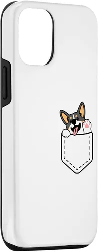 Vista 3 de iPhone 15 Funny Peeking Tricolor Corgi dentro del bolsillo para el caso del dueño del perro