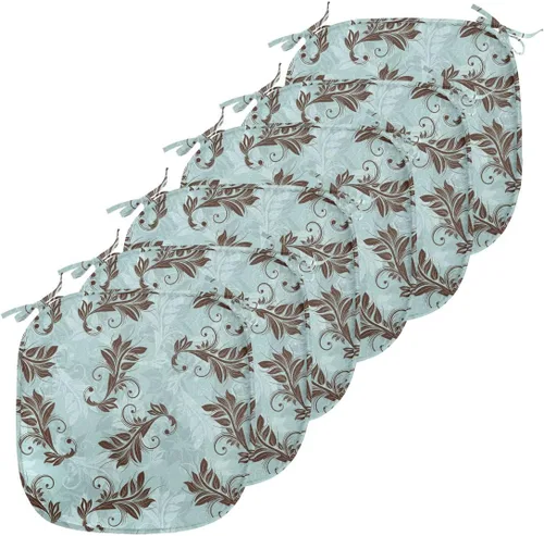Vista 73 de Lunarable Cojín de asiento para silla de café, siluetas de taza de café expreso con frijoles fuente de cafeína, ilustración de bebidas gourmet