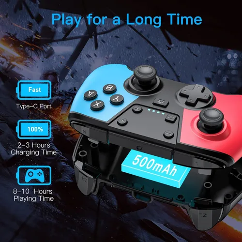 Vista 4 de Controlador inalámbrico para interruptorinterruptor OLED, Rahaat Switch Pro controlador remoto Gamepad Joystick para consola de interruptor