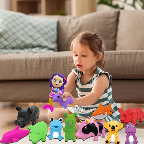 Vista 8 de Juguetes chirriantes para bebés, juguetes para apretar, regalos de fiesta para niños, juguetes novedosos y diversiones, regalos de goma que gritan