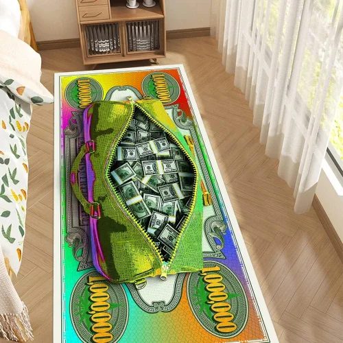 Vista 39 de GUBIYU Juego de 2 alfombras y tapetes de cocina color beige y dorado para billetes de 100 dólares, alfombra divertida y fresca para baño