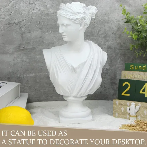 Vista 5 de Norrclp Estatua griega de Diana de 12.5 pulgadas, escultura clásica de busto romano de mitología griega para decoración del hogar