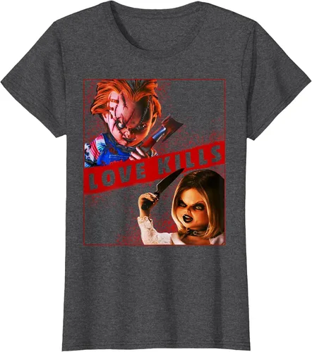 Vista 65 de Child's Play Chucky and Tiffany Love Kills T-Shirt Asphalt Grey