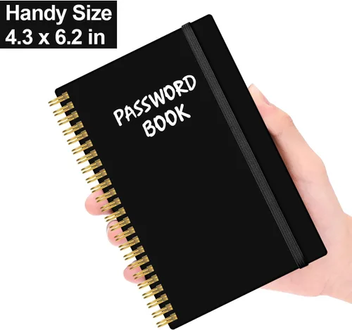 Vista 8 de Libro de contraseñas simplificado con pestañas alfabéticas - Diario cuaderno guardador de contraseñas de tamaño de bolsillo pequeño para inicios