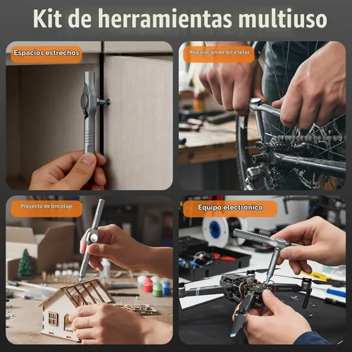 Vista 8 de Juego de destornilladores de trinquete 43 en 1 con mango desmontable, cabezal de trinquete de 6.2°, combinación sin puntas de acero Multi S2, kit