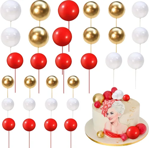 Vista 28 de Rsstarxi 30 piezas de mini globos y bolas de espuma para tartas – Insertos de pastel de bricolaje para bodas, aniversarios y decoraciones de fiesta