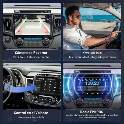 Vista 5 de Radio estéreo de coche 4G+64G para Toyota RAV4 2013-2018, Carplay inalámbrico y Android Auto con Android 13 compatible con Bluetooth/Control
