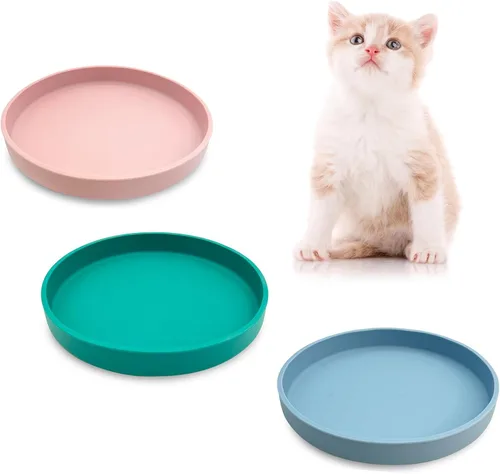 Vista 14 de Tazón de silicona poco profundo para perros, tazones de comida para gatos de 7 pulgadas, platos planos para cachorros, lindos platos para fatiga