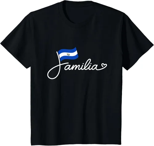 Vista 42 de El Salvador Familia - Camiseta con texto en inglés "La Familia de la Bandera Salvadoreña